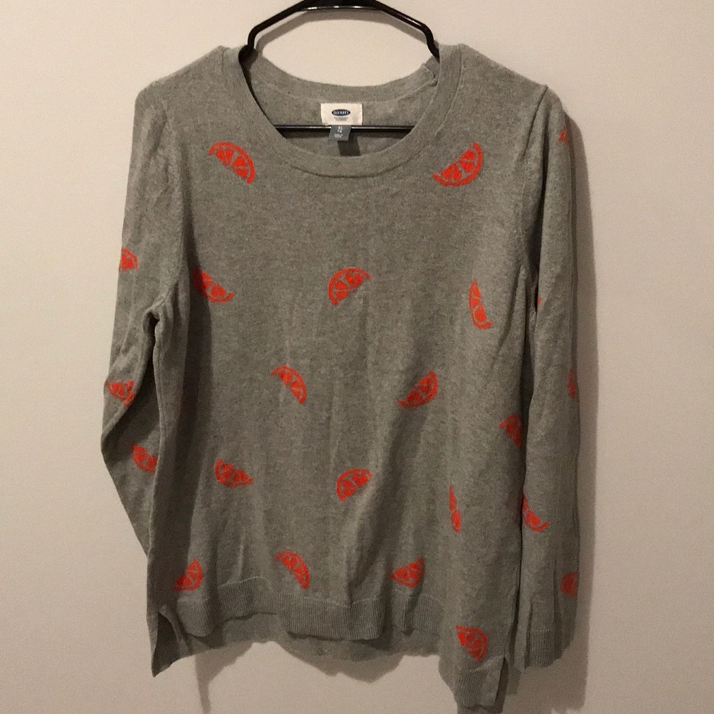 Old navy thin grey sweater with orange 🍊